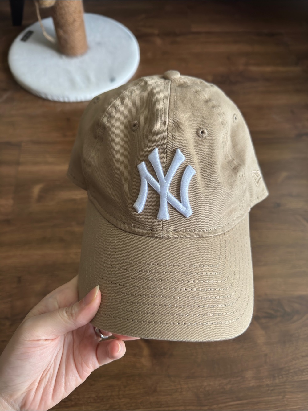 New Era Tan Baseball Cap with White NY Logo